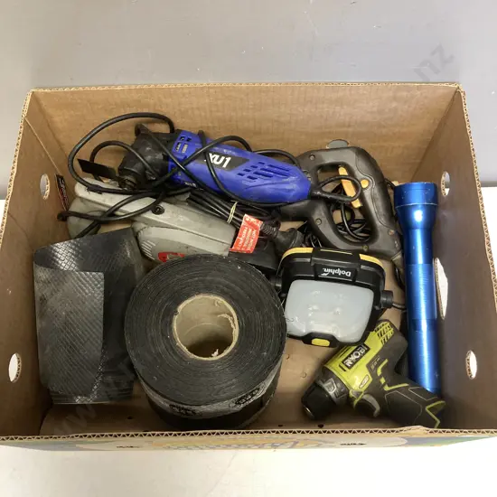 Box lot, Reciprocating Saws, Ryobi Cordless Skin, Torches Etc